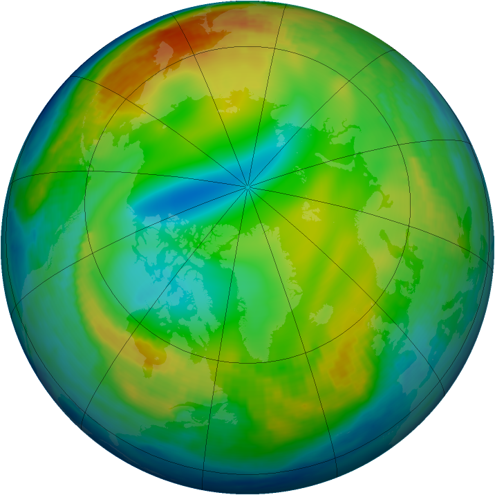 Arctic ozone map for 12 December 2000